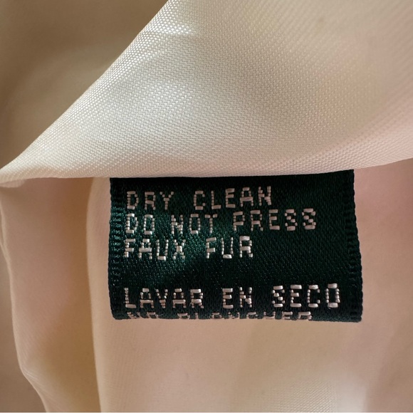 LRL Quilted Puffer Vest Cream Hooded Brown Faux Fur Full Zip Womens Small - Picture 8 of 12